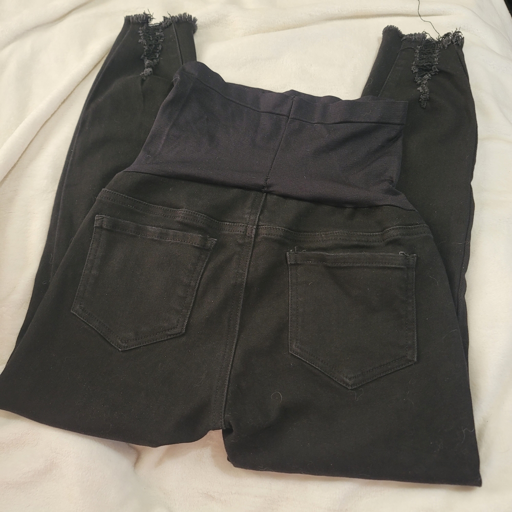 Sandpiper Maternity Jeans Black Denim Size Medium Distressed Skinny Cotton Blend - Picture 2 of 4